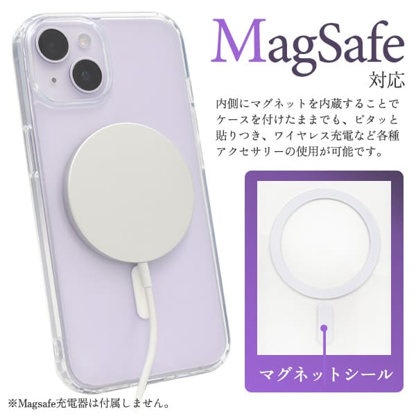 オリジナルiPhone14 MagSafe対応 耐衝撃クリアケース MagSafe